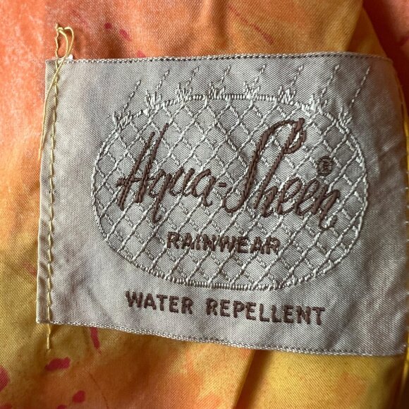 Vintage Aqua-Sheen Raincoat 60s 70s Tie Dye Sunburst Groovy Mod Butter Yellow - Picture 4 of 8